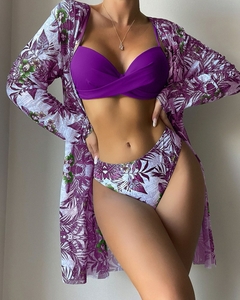 Conjunto de biquíni de cintura baixa estampa floral na internet