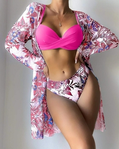 Conjunto de biquíni de cintura baixa estampa floral - La Belle Charme