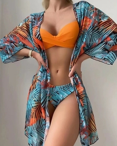 Conjunto de biquíni de cintura baixa estampa floral