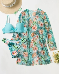 Conjunto de biquíni de cintura baixa estampa floral - La Belle Charme