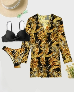 Conjunto de biquíni de cintura baixa estampa floral - La Belle Charme
