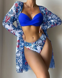 Conjunto de biquíni de cintura baixa estampa floral