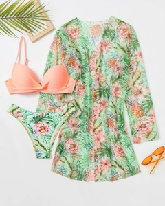 Conjunto de biquíni de cintura baixa estampa floral na internet