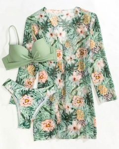 Conjunto de biquíni de cintura baixa estampa floral na internet