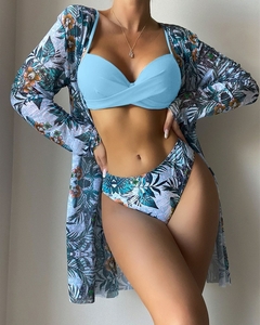 Conjunto de biquíni de cintura baixa estampa floral