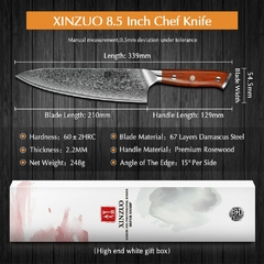 XINZUO Facas Chef de 8,5 Polegada Alto Carbono Chinês VG10 67 Camadas Damasco F - loja online