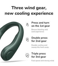 JISULIFE Ventilador de pescoço portátil sem fio elétrico USB recarregável Mi