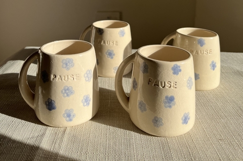 4 Tazas pause diseño flor