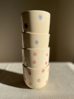 4 tazas sin asa diseño flor en internet