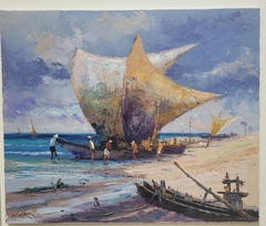 Trabalhando na Praia 50x60