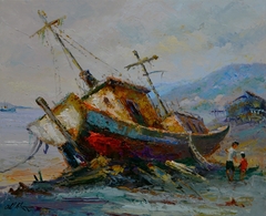 Barco Quebrado na Praia 50x60