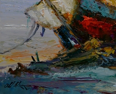 Barco Quebrado na Praia 50x60 - Artista Cido Oliveira