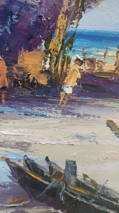 Trabalhando na Praia 50x60 - Artista Cido Oliveira