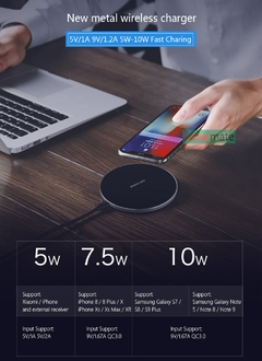 Carregador rápido sem fio ultrafino almofada de metal 10W carregador rápido se - loja online