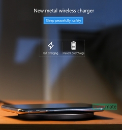 Carregador rápido sem fio ultrafino almofada de metal 10W carregador rápido se na internet