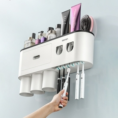 Suporte de escova de dentes invertido de adsorção magnética com 2 dispensador - loja online