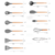 Set X12 Utensilios de Silicona con Mango de Madera Gris - Luring Aplenty