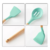 Set X12 Utensilios de Silicona con Mango de Madera Verde Agua - Luring Aplenty