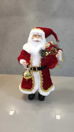 Papai Noel 45cm com capa vermelha e pingente dourado (50587001) - Loja Receba com Carinho