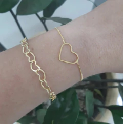 Pulseira Coração Vazado, Banhado a Ouro - comprar online
