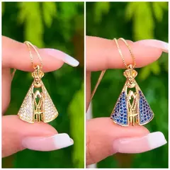 Colar Nossa Senhora Aparecida Dulpa Face, banhado a Ouro - comprar online