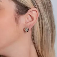 BRINCO DE CORAÇÃO CRAVEJADO CRISTAL, BANHADO A OURO - comprar online