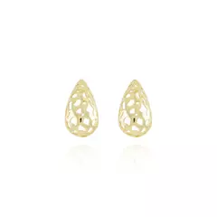 BRINCO DE GOTA VAZADO LISO, BANHADO A OURO