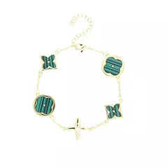 Pulseira Estrela e Trevo Verde Esmeralda Marmorizado, banhado a Ouro - comprar online