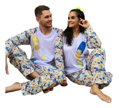 Kit familia, 2 pijamas longo e um body bebê, Os Simpsons