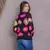 Blusa Tricot Onça Colorida Moda Inverno Feminina