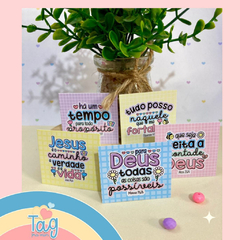 Kit com 100 mini cartões versículos bíblicos - 5x4,5cm - Sortidos (KIT 1) Pronta entrega