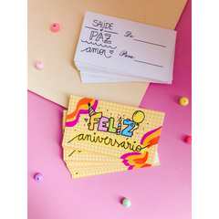 Cartão Tag Feliz Aniversário - 9x5cm - Pronta entrega - 25/50/100 unidades - Tag pra mim