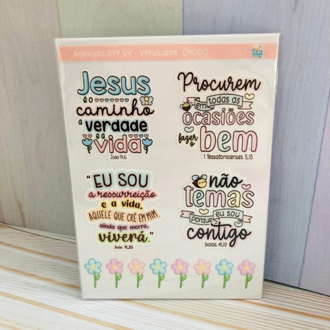 Adesivos DTF UV - Versículos Bíblicos - Modelo 1 - Pronta entrega