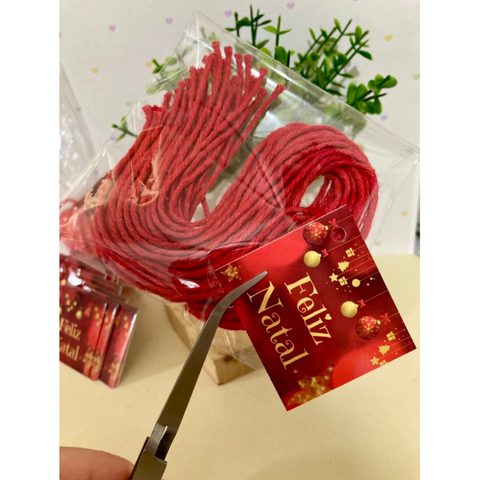 Kit embalagem Natal - 25 tags com furo + 25 barbantes - Pronta entrega