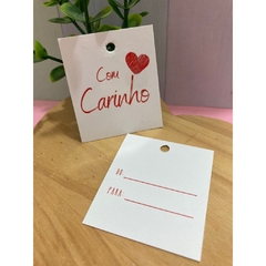 Mini tag para Presente - Com Carinho - 5x4,5cm - Pronta entrega - 50/100 unidades - loja online
