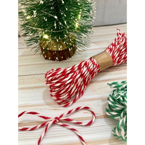 10 metros de Barbante Twuine para Tag - Barbante Mesclado - Vermelho e Branco