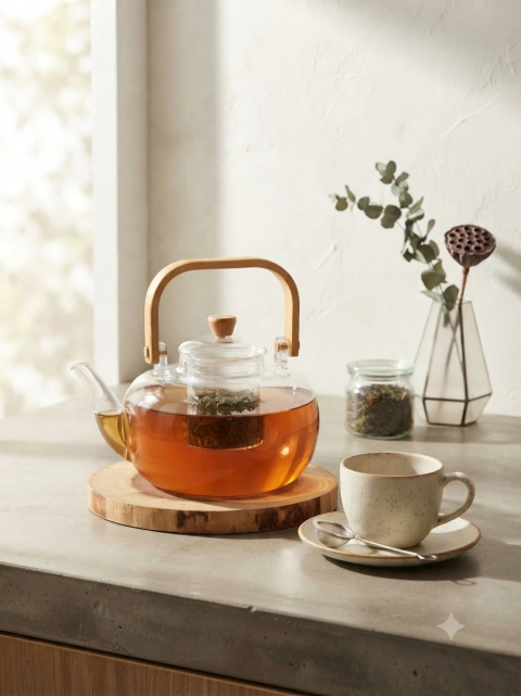 TETERA DE VIDRIO TEMPLADO CON INFUSOR DE VIDRIO