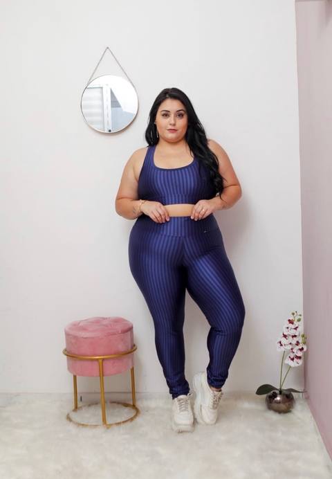 CALÇA LEGGING 4D PLUS SIZE DISFARÇA CELULITE AZUL MARINHO