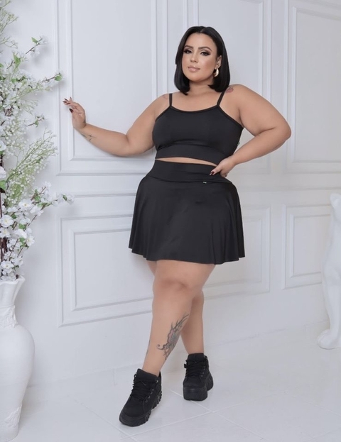 CONJUNTO DE SHORTS SAIA PLUS SIZE PRETO - comprar online