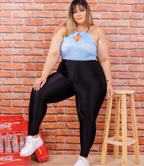 CALÇA LEGGING 4D PLUS SIZE DISFARÇA CELULITE PRETA