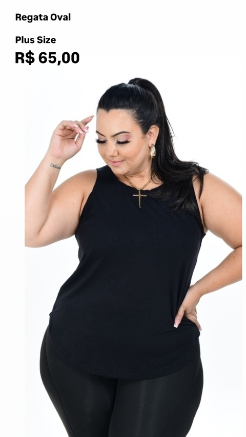 REGATA OVAL POLIAMIDA PLUS SIZE PRETO