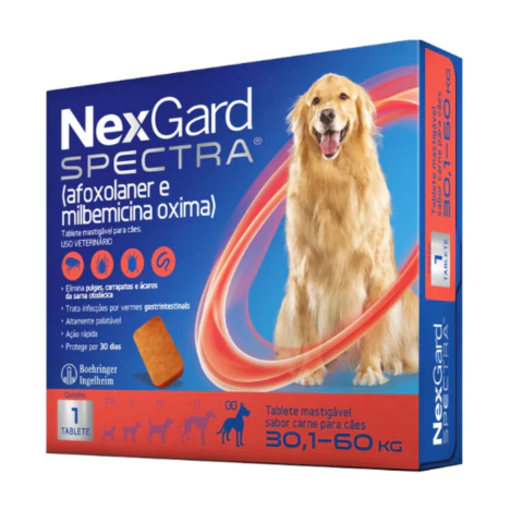 NexGard Spectra Antipulgas e Vermífugo Cães 30,1kg a 60kg