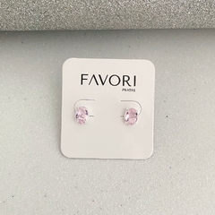 Brinco de Prata Oval Rosa