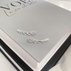 Brinco de Prata Ear Cuff Coração Vazado - Favori Pratas