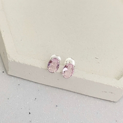 Brinco de Prata Oval Rosa - comprar online