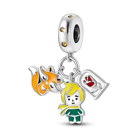 berloque charm pequeno príncipe raposa e rosa