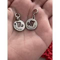 berloque signos com frases e pedra da cor do signo - loja online
