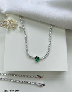 Imagem do colar riviera gargantila prata 925 com pedra luxo