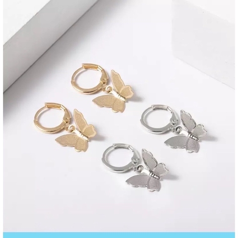 brinco pendente borboleta argolinha