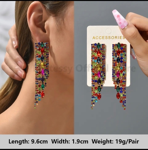 brinco cascata rainbow colorido Mini zirconias